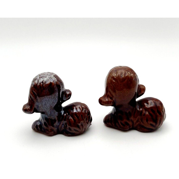 Vintage Redware Puppy Dog Figurines Hand Painted Big Eyes Figural Japan Set of 2 - Picture 4 of 9